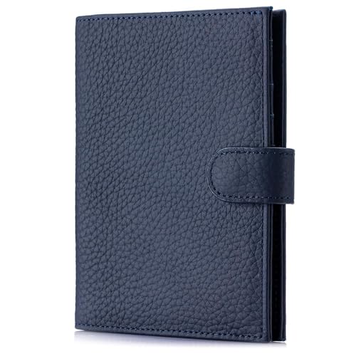 LnxLtw RFID Leather Passport Holder for Travel Women & Men – Slim Passport Wallet for Womens with Card Slots, Zippered Coins Pocket and Cash Holder Mother's Day Gift (Sapphire Blue) - Image 1
