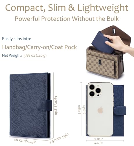 LnxLtw RFID Leather Passport Holder for Travel Women & Men – Slim Passport Wallet for Womens with Card Slots, Zippered Coins Pocket and Cash Holder Mother's Day Gift (Sapphire Blue) - Image 5