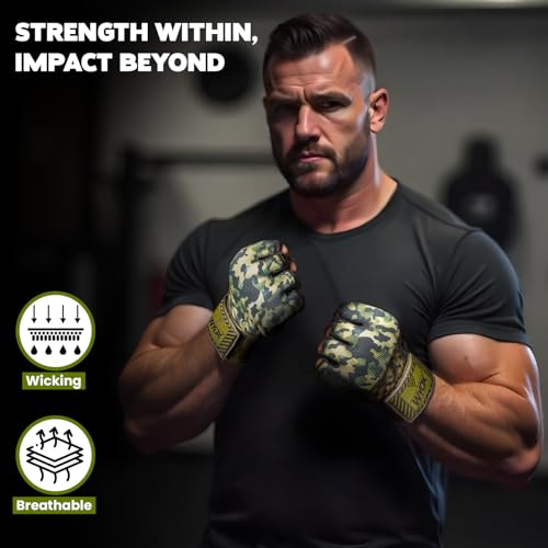 WYOX Gel Boxing Hand Wraps Inner Gloves for Men & Women, 80cm Quick Wrist Straps, Padded Knuckle Protection for Muay Thai Kickboxing, Hand Wraps for Boxing & Martial Arts (Vivid Forest, S/M) - Image 4