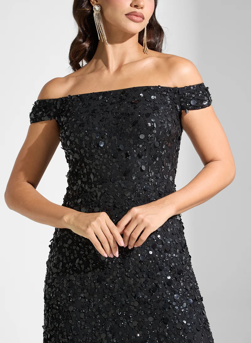 Maya Sequin Off-Shoulder Dress