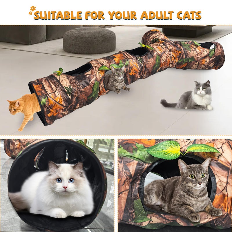 GRETMIX Cat Tunnels for Indoor Cats Large, 3 Way Cat Tunnel with 5 Holes and Leaves, Cat Tunnel Toy with Loud Paper - Pop Up Collapsible - Connect More Tunnels for Large Cat, Puppy, Kitten - Image 4