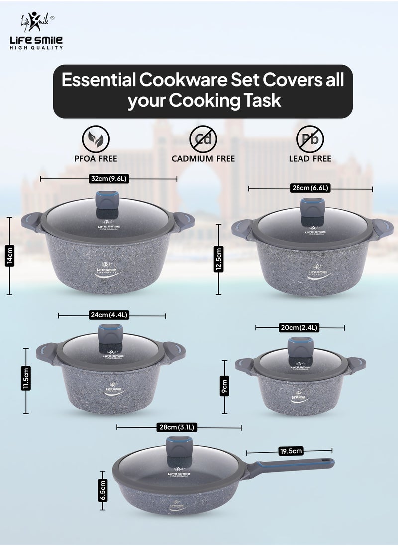 10-Piece Cookware Set - Pots and Pan Set Induction Base, Titanium Granite Non Stick Coating 100% PFOA FREE, Kitchen Cooking Set with Stay Cool Handles (Grey) - pzsku/Z420613DEAAF2B0838E2DZ/45/_/1730093358/1b31d440-92a3-4b2b-a215-1f29548b1d73