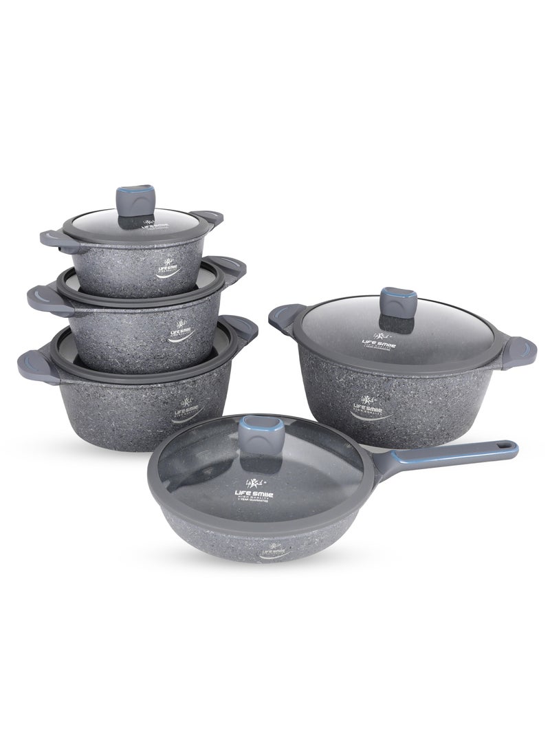 10-Piece Cookware Set - Pots and Pan Set Induction Base, Titanium Granite Non Stick Coating 100% PFOA FREE, Kitchen Cooking Set with Stay Cool Handles (Grey) - pzsku/Z420613DEAAF2B0838E2DZ/45/_/1739787872/c0c47c1f-9381-4e6a-ae27-671a92b16bb5