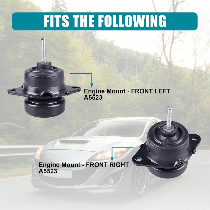 BEBLEPANY Engine Motor Mount Set Compatible with Ford Mustang 2011-2017 3.7L V6/2005-2010 4.0L V6/2005-2010 4.6L V8/2011-2025 5.0L V8/2015-2022 5.2L V8 - 2PCS Replacement for A5523 - Image 3