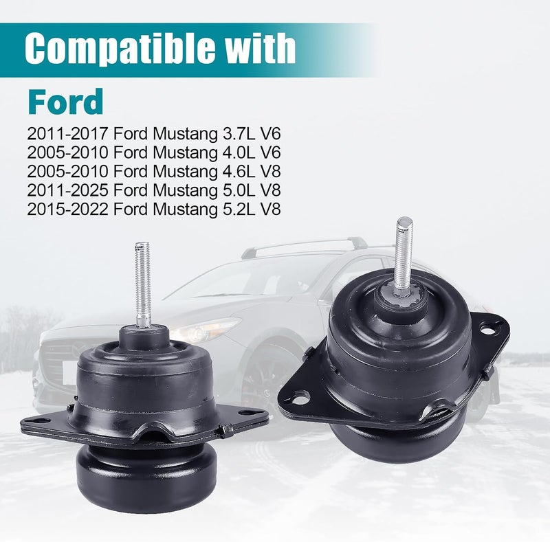BEBLEPANY Engine Motor Mount Set Compatible with Ford Mustang 2011-2017 3.7L V6/2005-2010 4.0L V6/2005-2010 4.6L V8/2011-2025 5.0L V8/2015-2022 5.2L V8 - 2PCS Replacement for A5523 - Image 2