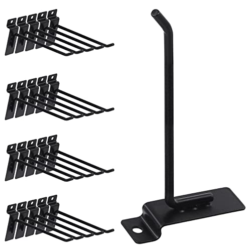 Swpeet 20Pcs 6 Inch Heavy Duty Slatwall Hooks Assortment Kit Slatwall Accessories Slatwall Panel Hooks Garage Organization Slat Wall Hook Pegboard Gridwall for Retail Black - Image 1