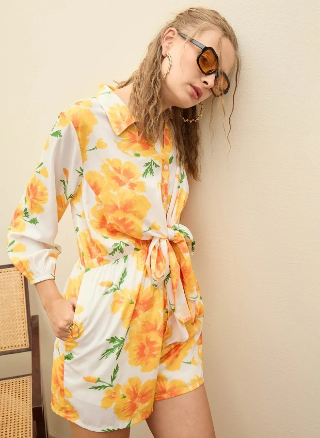SASSAFRAS Floral Printed Playsuit for Women
