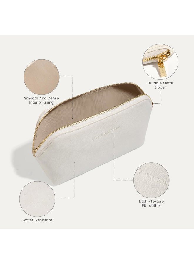 ROWNYEON Small Makeup Bag for Purse, Mini Portable Cosmetic Bags for Women, PU Leather Coin Purse Lipstick Cosmetic Accessories Organizer, Travel Makeup Pouch Zipper Pouch for Men Women, White, L(6.5 - Image 4