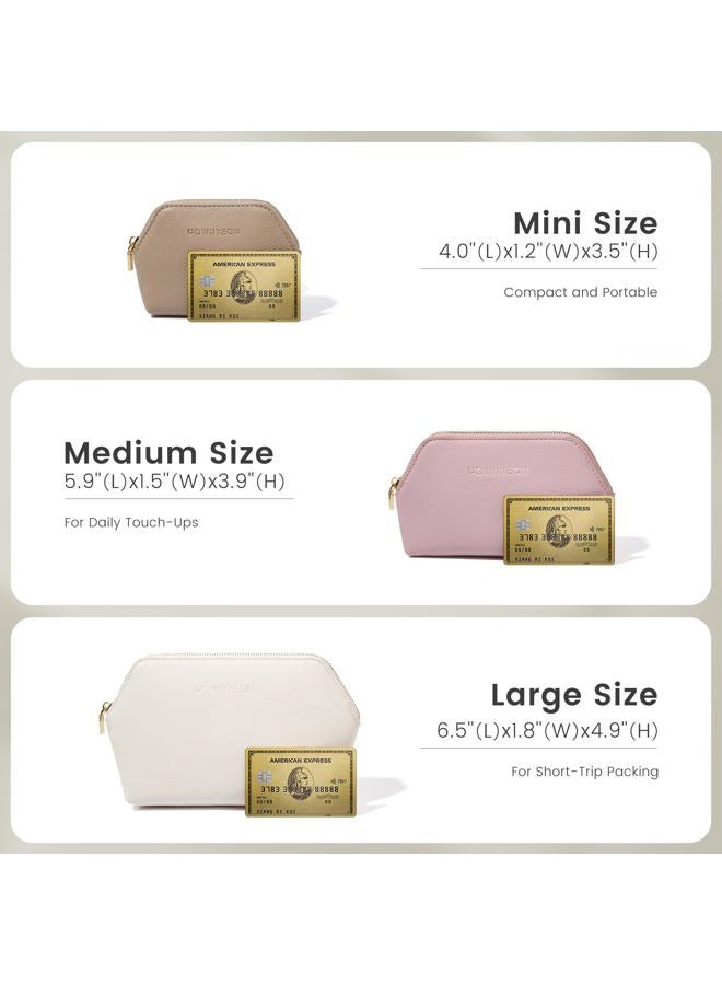 ROWNYEON Small Makeup Bag for Purse, Mini Portable Cosmetic Bags for Women, PU Leather Coin Purse Lipstick Cosmetic Accessories Organizer, Travel Makeup Pouch Zipper Pouch for Men Women, White, L(6.5 - Image 5