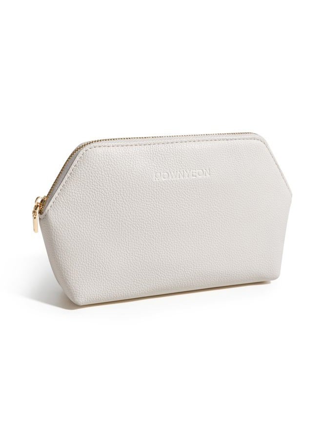 ROWNYEON Small Makeup Bag for Purse, Mini Portable Cosmetic Bags for Women, PU Leather Coin Purse Lipstick Cosmetic Accessories Organizer, Travel Makeup Pouch Zipper Pouch for Men Women, White, L(6.5 - Image 1