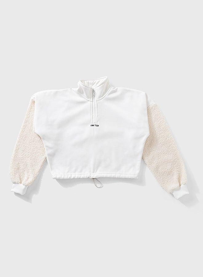 سويت شيرت واسع للبنات اليافعات مبطن فليس