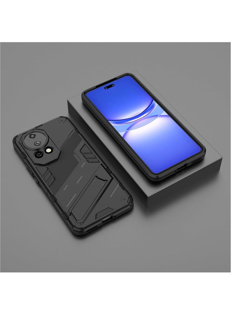 Generic - [1+1 Sets] For Huawei nova 13 Case & Screen Protector Slim Shock-Absorption Flexible TPU Bumper + PC Protective Back Cover with Kickstand,Tempered Glass Screen Protector - Image 1