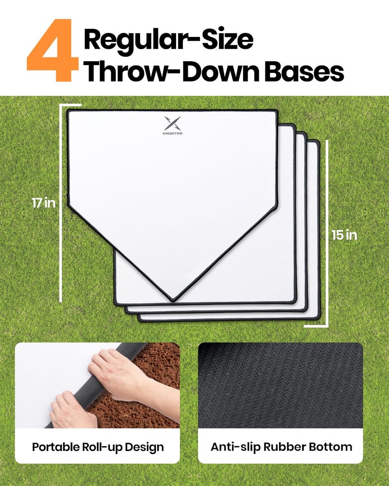Xmortar Grand Slam Baseball Bat Set, Includes 1 Plastic Bat, 6 Perforated Balls and 4 Throw Down Bases for Youth, Teenagers, Adults - Image 5