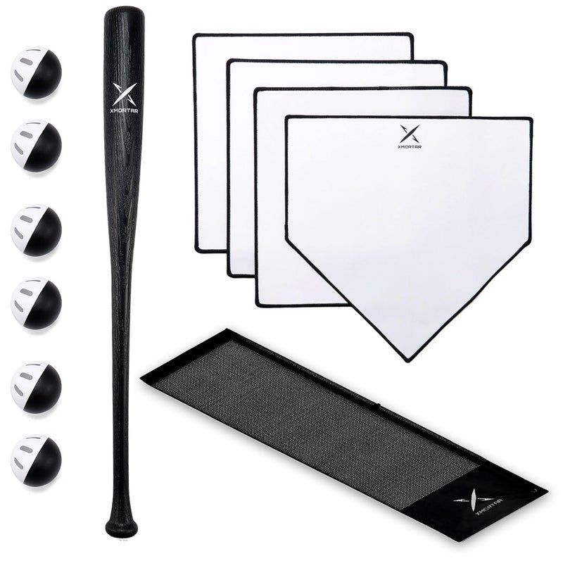Xmortar Grand Slam Baseball Bat Set, Includes 1 Plastic Bat, 6 Perforated Balls and 4 Throw Down Bases for Youth, Teenagers, Adults - Image 1