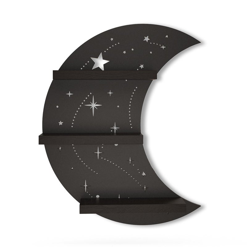 FNYDOX Crescent Moon Shelf with LED Light, Trinket Display Shelf & Moon Wall Light for Rocks Gems Healing Stones Crystals Display, Celestial Decor Crystal Holder Witchy Wall Decor - Image 2