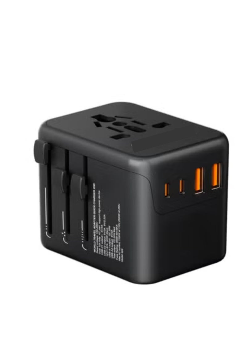 محول سفر عالمي، محول مقبس حائط دولي 20 واط، شاحن سفر مع 2 منفذ USB C