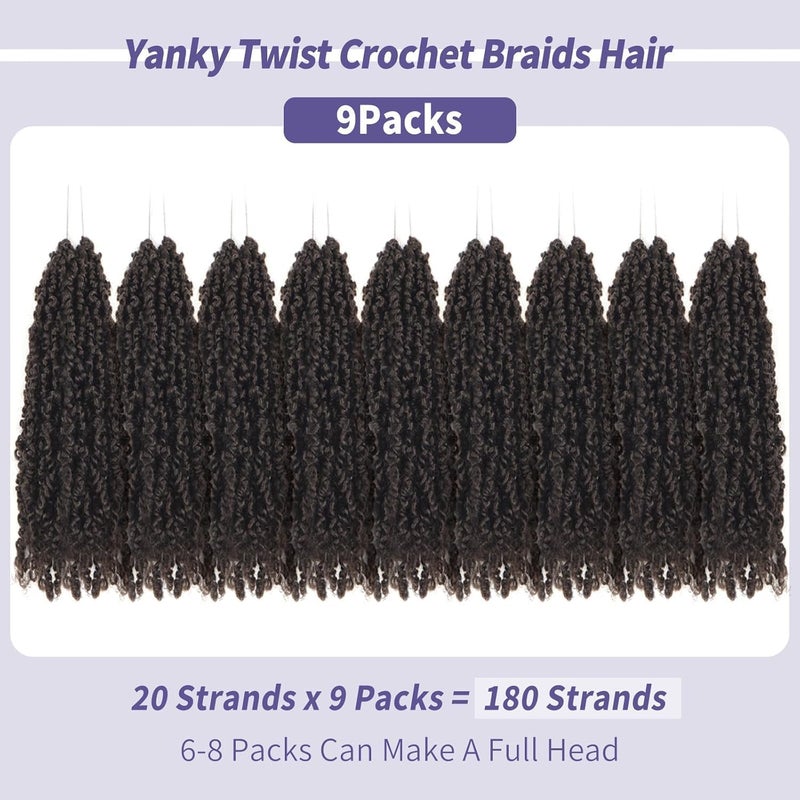 datanala Yanky Twists Crochet Braiding Hair 14 Inch 9 Packs Crochet Hair with Curls Micro Spring Twists Crochet Hair Pre-looped Curly Crochet Braids Hair Extensions for Women (4#, 14inch) - Image 3