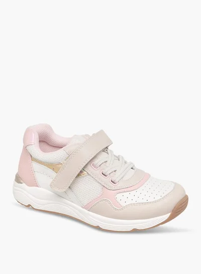 JUNIORS Girls Panelled Sneakers with Hook and Loop Closure