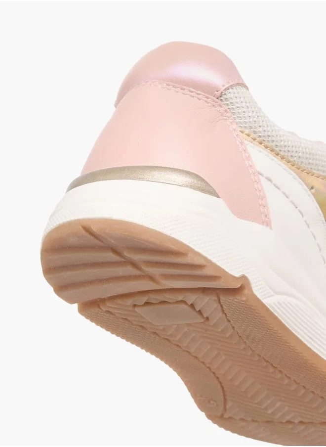 جونيورز Girls Panelled Sneakers with Hook and Loop Closure
