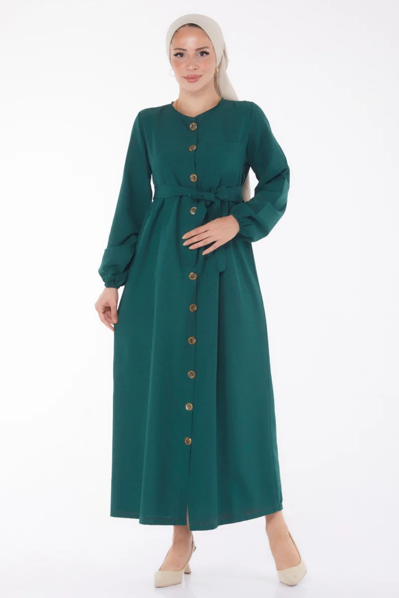 Tofisa Plain Crew Neck Women's Green Dress - 13206