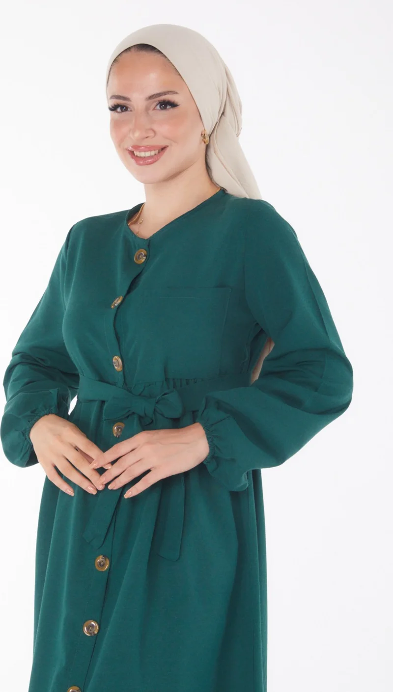 Tofisa Plain Crew Neck Women's Green Dress - 13206