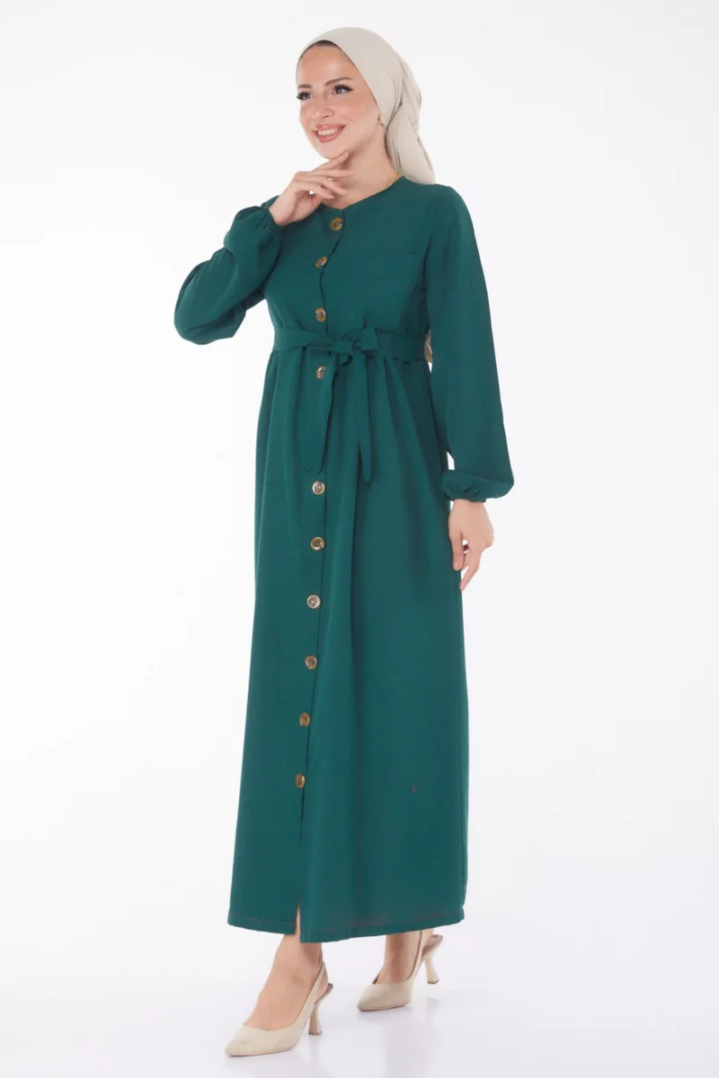 Tofisa Plain Crew Neck Women's Green Dress - 13206