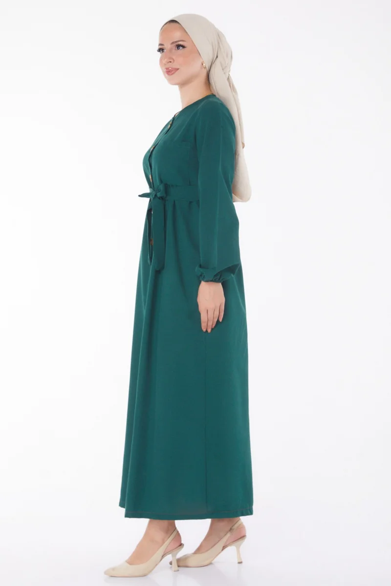 Tofisa Plain Crew Neck Women's Green Dress - 13206