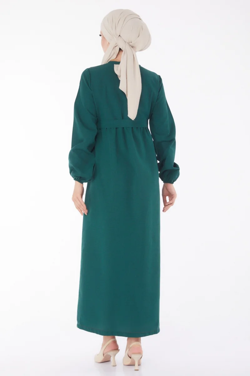 Tofisa Plain Crew Neck Women's Green Dress - 13206