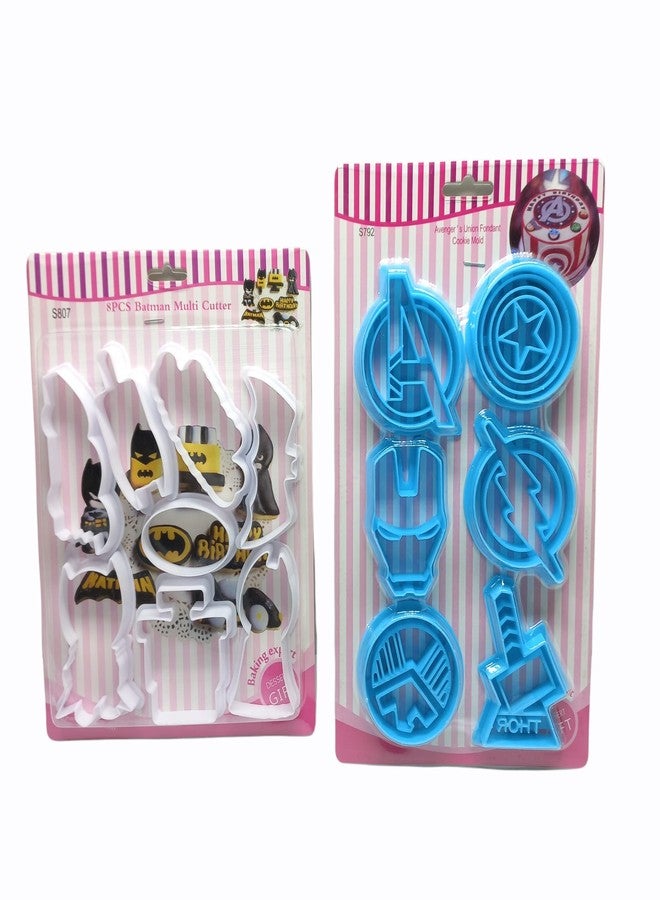 Shunda® 8 PCS Superhero & 6 PCS Plastic Fondant Cookie Cutters Cake Decorating Tools, Set of 2. - Image 1