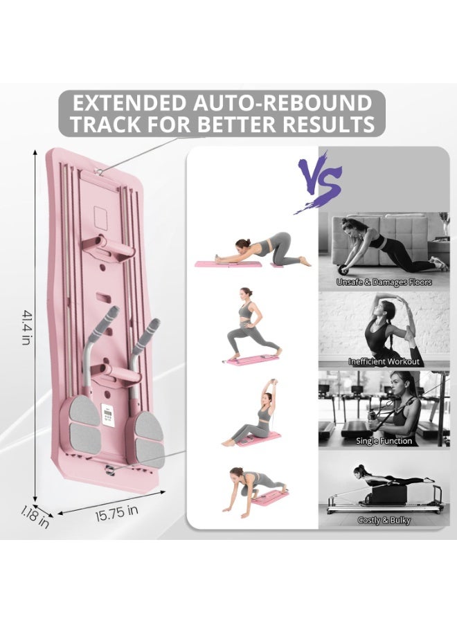 إيسي 4 في 1 لوحة بيلاتيس، مجموعة مصلح بيلاتيس للمنزل، لوحة بطنية متعددة الوظائف، لوحة إصلاحية بيلاتيس متعددة الأغراض قابلة للطي، معدات تمارين أساسية، وردي - Image 5