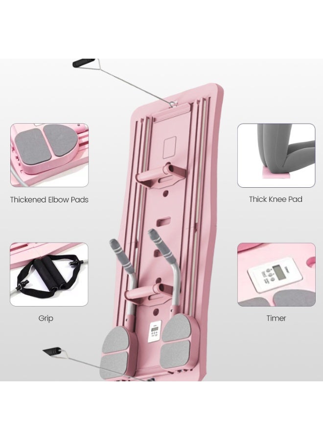 إيسي 4 في 1 لوحة بيلاتيس، مجموعة مصلح بيلاتيس للمنزل، لوحة بطنية متعددة الوظائف، لوحة إصلاحية بيلاتيس متعددة الأغراض قابلة للطي، معدات تمارين أساسية، وردي - Image 4