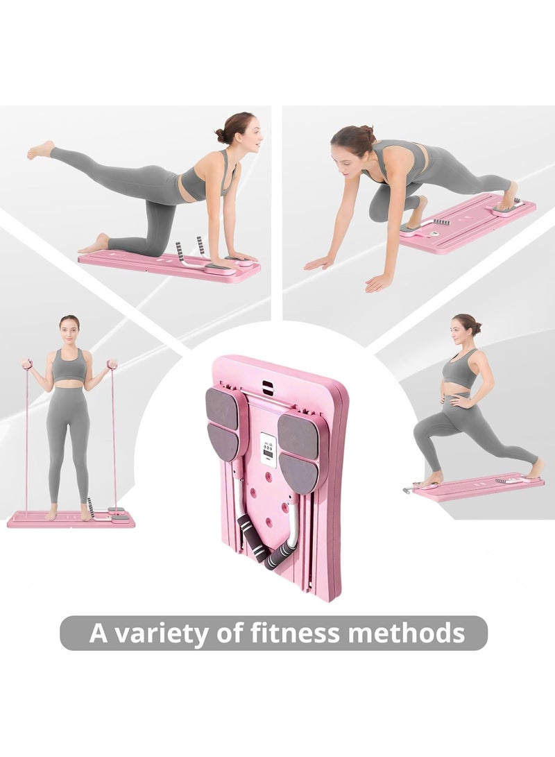 إيسي 4 في 1 لوحة بيلاتيس، مجموعة مصلح بيلاتيس للمنزل، لوحة بطنية متعددة الوظائف، لوحة إصلاحية بيلاتيس متعددة الأغراض قابلة للطي، معدات تمارين أساسية، وردي - Image 2