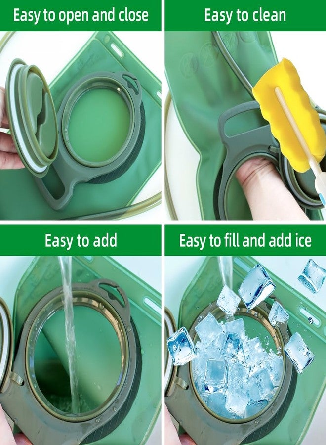 RENEWPOK Hydration Bladder, 2L Water Bladder for Hiking Backpack Leak Proof Water Reservoir Storage Bag, BPA-Free Water Pouch Hydration Pack for Camping Cycling Running, Military Green 2 Liter - Image 3