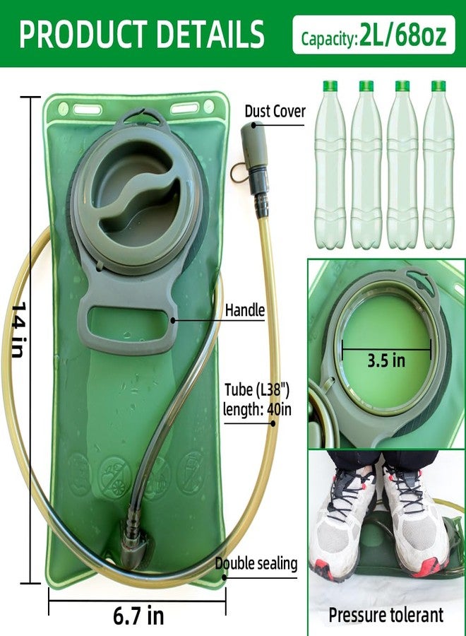RENEWPOK Hydration Bladder, 2L Water Bladder for Hiking Backpack Leak Proof Water Reservoir Storage Bag, BPA-Free Water Pouch Hydration Pack for Camping Cycling Running, Military Green 2 Liter - Image 2