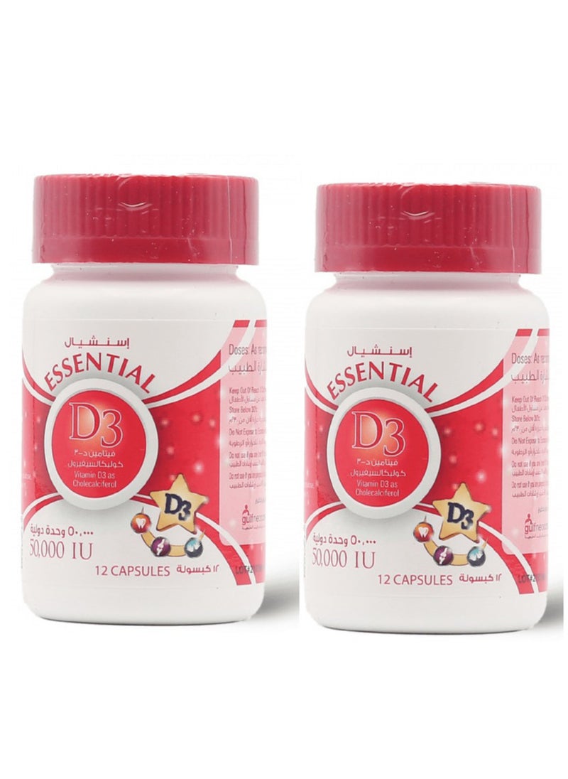 Essential Pack Of 2 Essential Vitamin D3 50.000 12 Caps  - Image 1