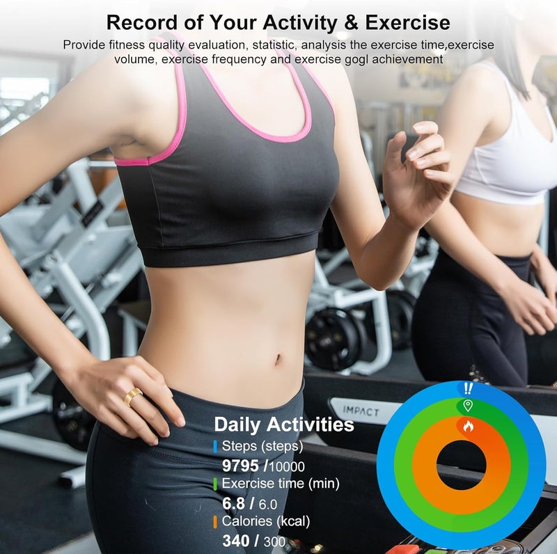 حلقة تتبع الصحة,رصد السعرات الحرارية / معدل ضربات القلب / النوم / الأكسجية,صورة عن بعد,حلقات الصحة للنساء والرجال,قابل للارتداء IP68 رصد اللياقة البدنية المقاومة للماء,متوافق مع نظام التشغيل iOS و Android (7) - Image 4