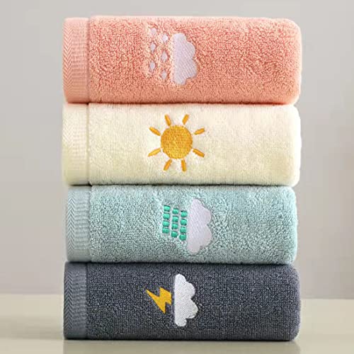 RUIBOLU Hand Towels for Bathroom Set 4 Piece, 100percent Cotton Bath Towel , Face Soft Highly Absorbent Adults and Children Kitchen, 14x29 Inch (Pink White Blue Gray) - Image 1