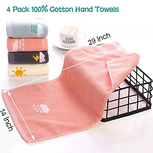RUIBOLU Hand Towels for Bathroom Set 4 Piece, 100percent Cotton Bath Towel , Face Soft Highly Absorbent Adults and Children Kitchen, 14x29 Inch (Pink White Blue Gray) - Image 5