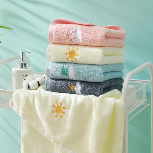 RUIBOLU Hand Towels for Bathroom Set 4 Piece, 100percent Cotton Bath Towel , Face Soft Highly Absorbent Adults and Children Kitchen, 14x29 Inch (Pink White Blue Gray) - Image 2