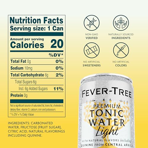FEVER TREE Fever-Tree Refreshingly Light Tonic Water - Premium Quality Mixer - Refreshing Beverage for Cocktails & Mocktails. Naturally Sourced Ingredients, No Artificial Sweeteners or Colors - 5.1 Fl Oz Cans - Pack of 24 - Image 2
