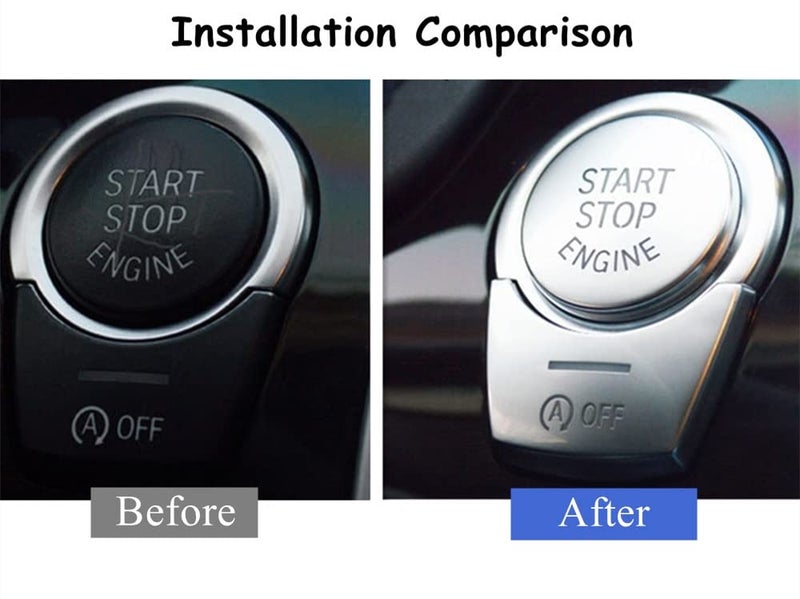 CYCDIY Silver Start Stop Engine Switch Button Trim Cover Compatible with 5 6 7 Series F10 F07 F12 F01(Model C) - Image 4