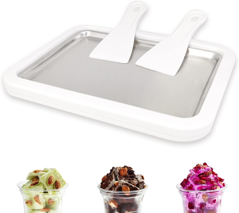 climafusion Instant Ice Cream Maker, Rolled Ice Cream Maker, Frozen Yoghurt Plate Instant Gelato Pan/Roll, Homemade DIY for Fun Parent-Child Activities Families White - Image 1