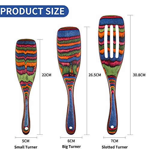 wosponfan Spurtle Set, Wooden Utensils for Cooking, WOSPONFAN Kitchen Utensils Set, Pakkawood Kitchen Cooking Utensils Set, Apartment Essentials Wood Serving Spatula spoon, Home & kitchen Gift for Women & Men - Image 2