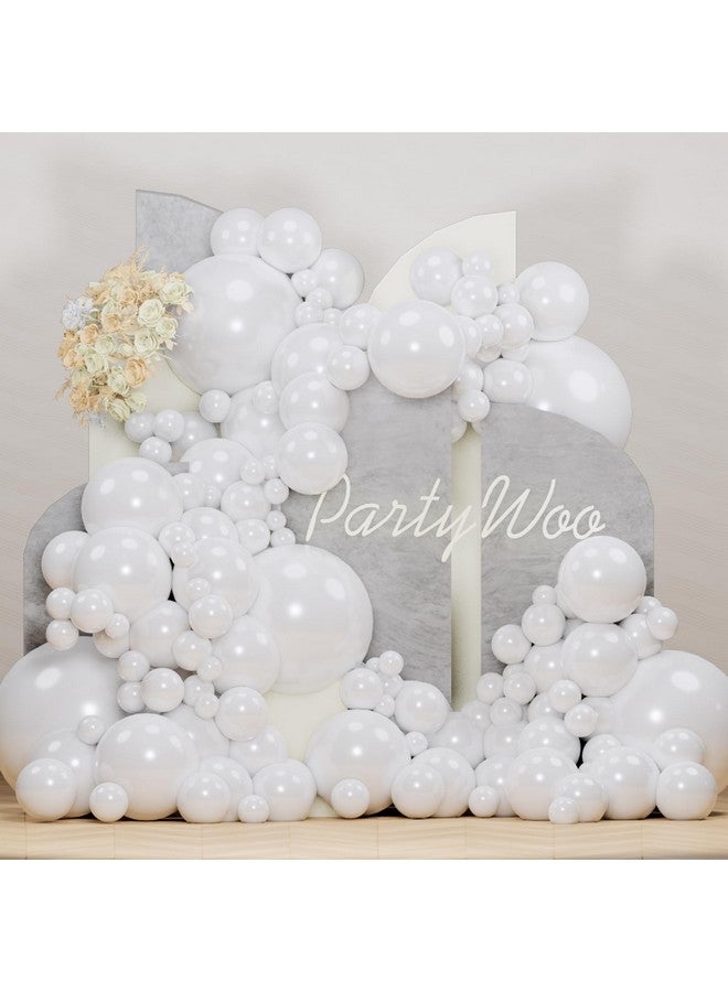 PartyWoo Pearl White Balloons 140 pcs Different Sizes Pack of 18 12 10 5 Inch White Latex Balloon Arch Kit Garland for Wedding Bridal Graduation Baby Shower Birthday Party Decorations White-Z30 - Image 1