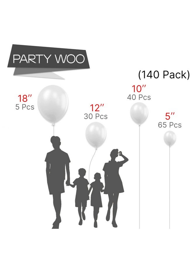 PartyWoo Pearl White Balloons 140 pcs Different Sizes Pack of 18 12 10 5 Inch White Latex Balloon Arch Kit Garland for Wedding Bridal Graduation Baby Shower Birthday Party Decorations White-Z30 - Image 2