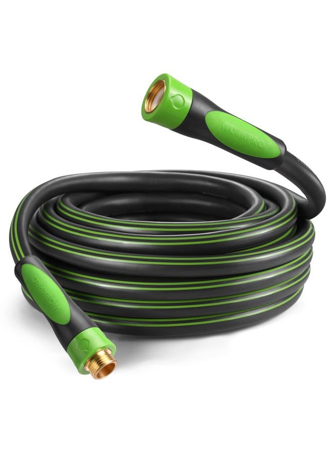 WORKPRO 1.6 cm × 15 m Garden Hose, Heavy Duty, Flexible, Lightweight Water Hose with 360° Bi-Material Rotation Handle, 3/4" GHT Solid Brass Fittings, for Outdoor, Lawn, Garden & Yard, Car Wash - Image 1