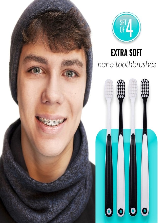 Lingito Extra Soft Toothbrush, Nano Toothbrush For Sensitive Gums, Extra Soft Toothbrushes Adult Sensitive Teeth, Ultra Soft Toothbrush for Extra Protection Gum Care, Perfect for Adults (4 Pack - Extra Wide) - Image 2