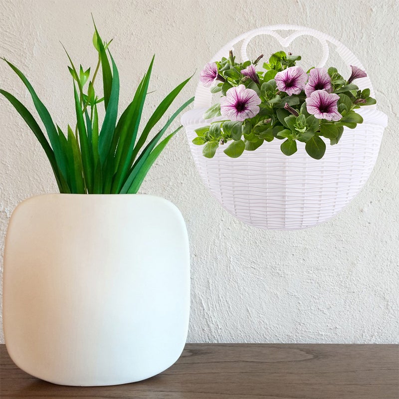 8 pcs Imitation Rattan Wall Hanging Flower Basket Hanging Wall Simulation Vase Decoration - Image 2