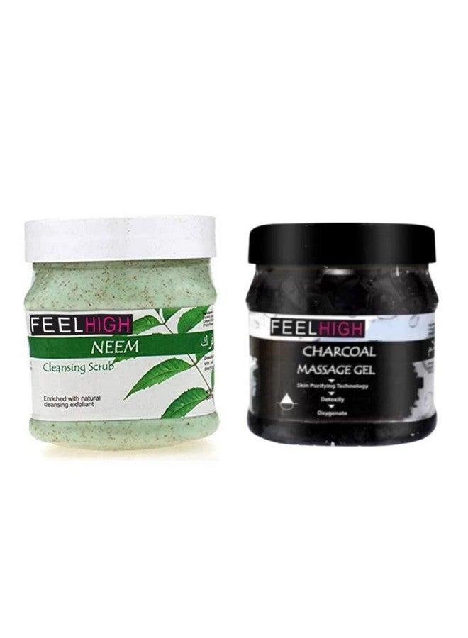 FEELHIGH سكراب الوجه والجسم فيلهigh بالنييم 500 جرام وجل الوجه 500 جرام - منتجات العناية بالبشرة (سكراب النييم وجل الفحم) - Image 1