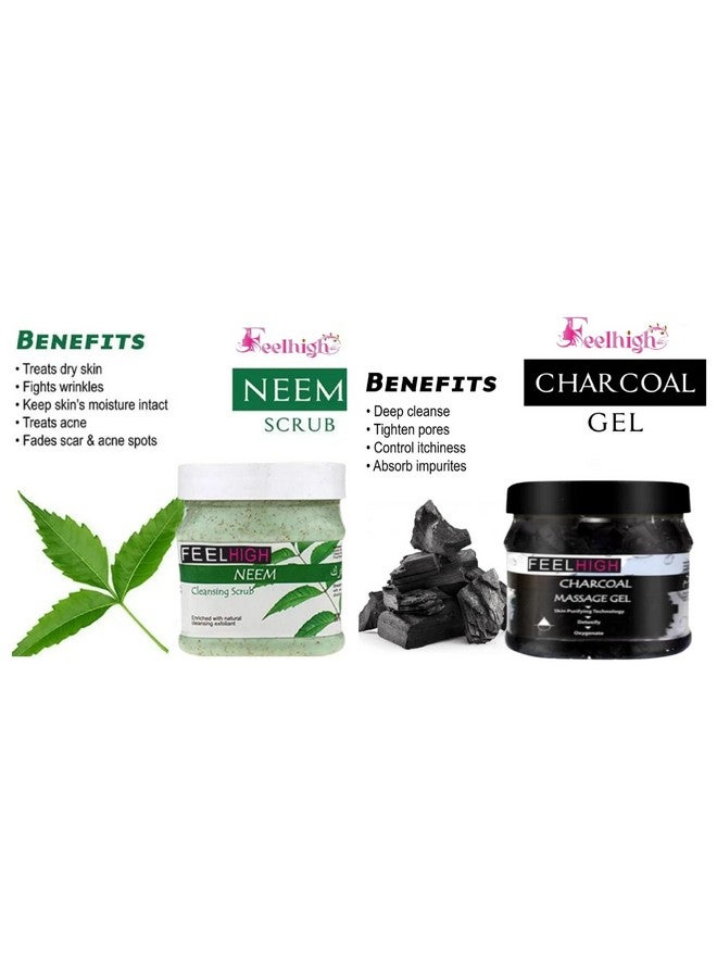 FEELHIGH سكراب الوجه والجسم فيلهigh بالنييم 500 جرام وجل الوجه 500 جرام - منتجات العناية بالبشرة (سكراب النييم وجل الفحم) - Image 2